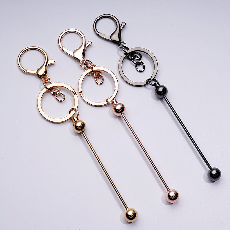 DIY Metal Beadable Bar for Keychains, Beadable with Bar II Bullet Head, 88mm