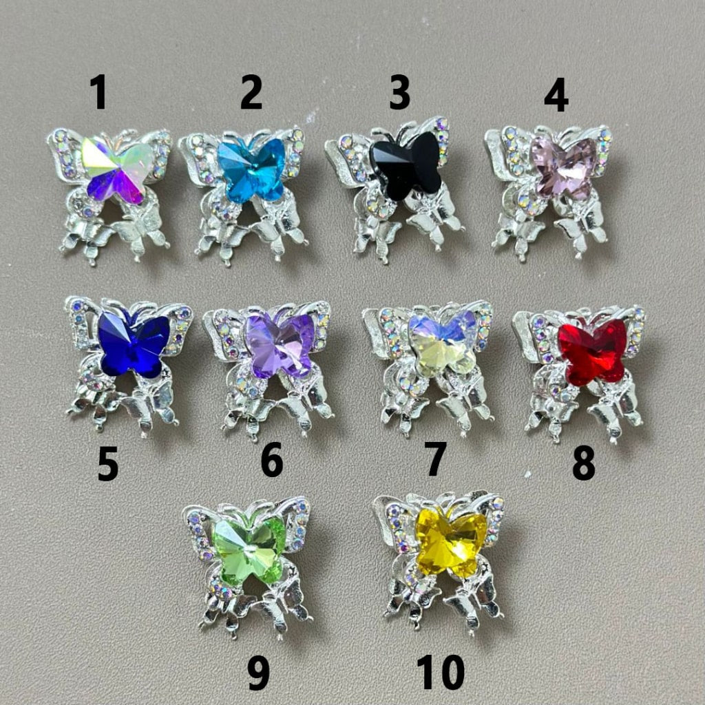 AB Mini Rhinestones with Exquisite Silver Alloy Butterfly Bright Color Butterfly Diamond, Around 15*18MM, Please Read the Description