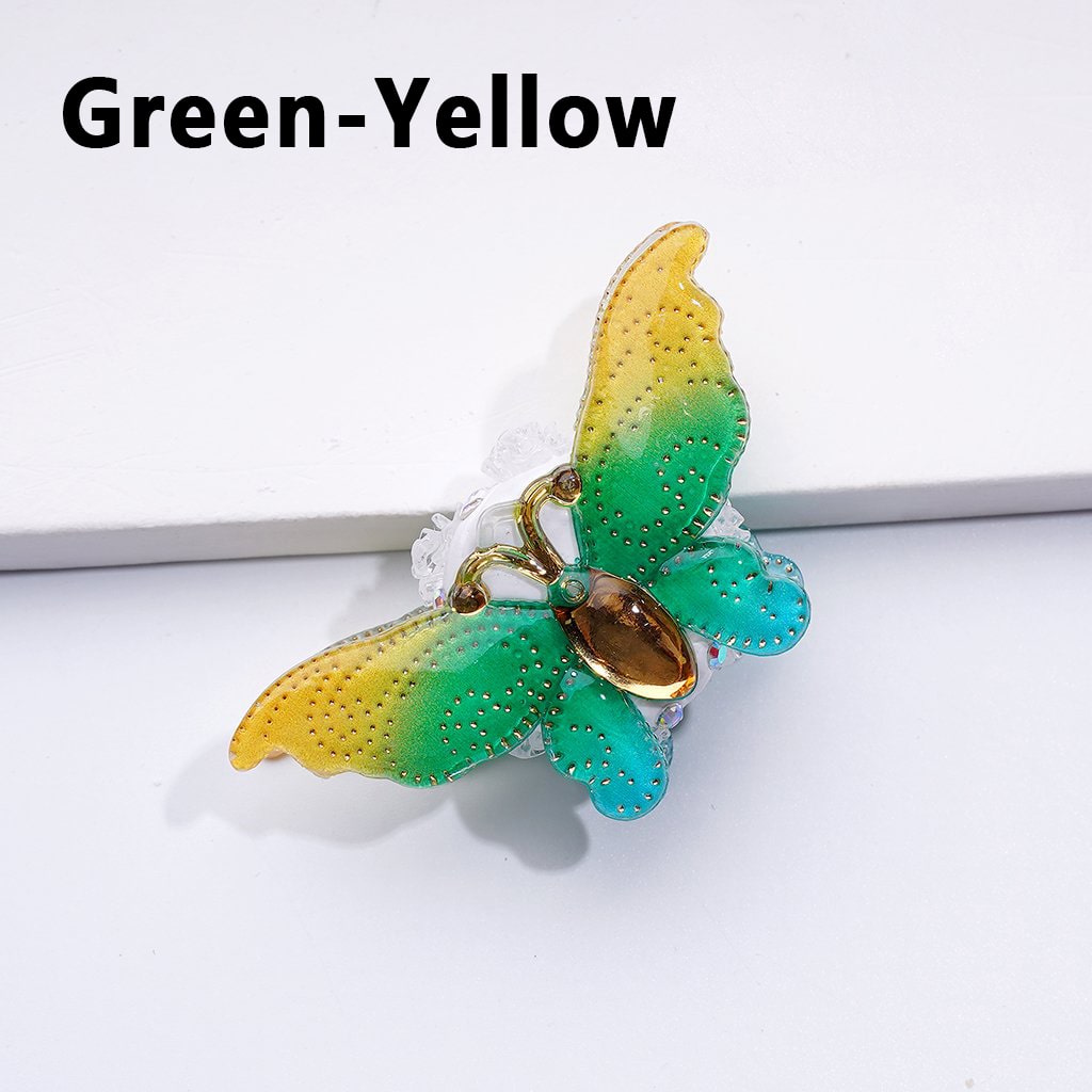 Vibrant Butterfly Clay Beads with AB Crystals and Tiny Clear Floral Accents, Approx. 50x27MM
