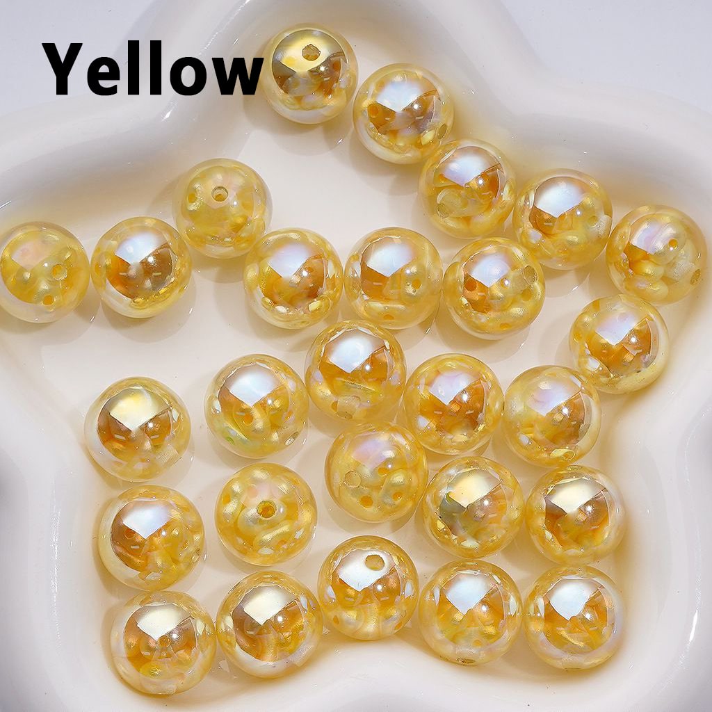 16MM Clear Glossy Resin Beads with UV Coating, Colorful Peanut Beads Encased Inside