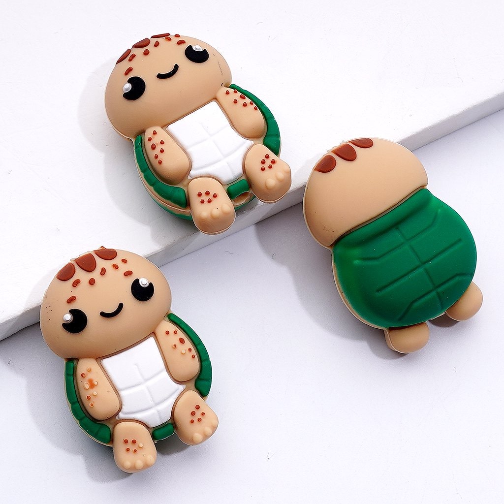 Adorable 3D Turtle Tortoise Silicone Focal Beads – Perfect for Jewelry Crafting