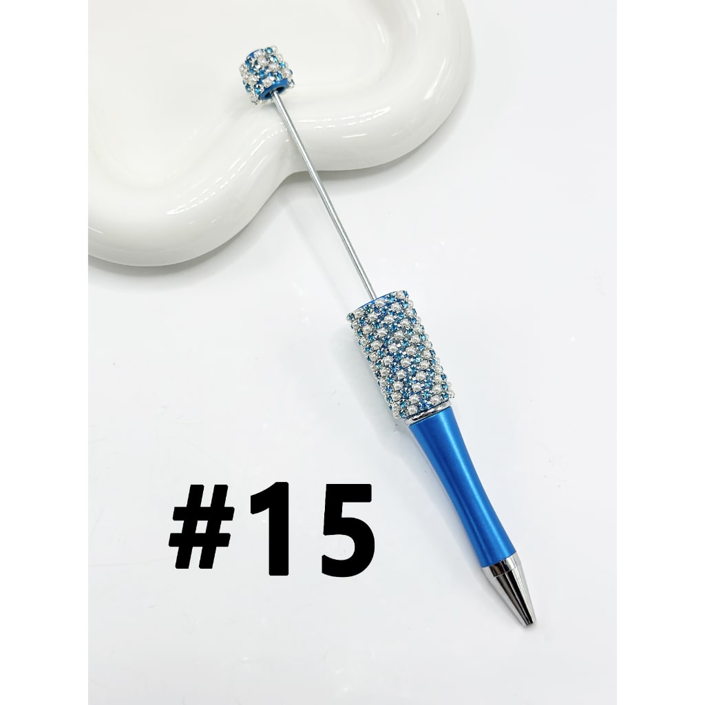 Rhinestone & White Pearl Chain with DIY Beadable Pen in Solid Colors