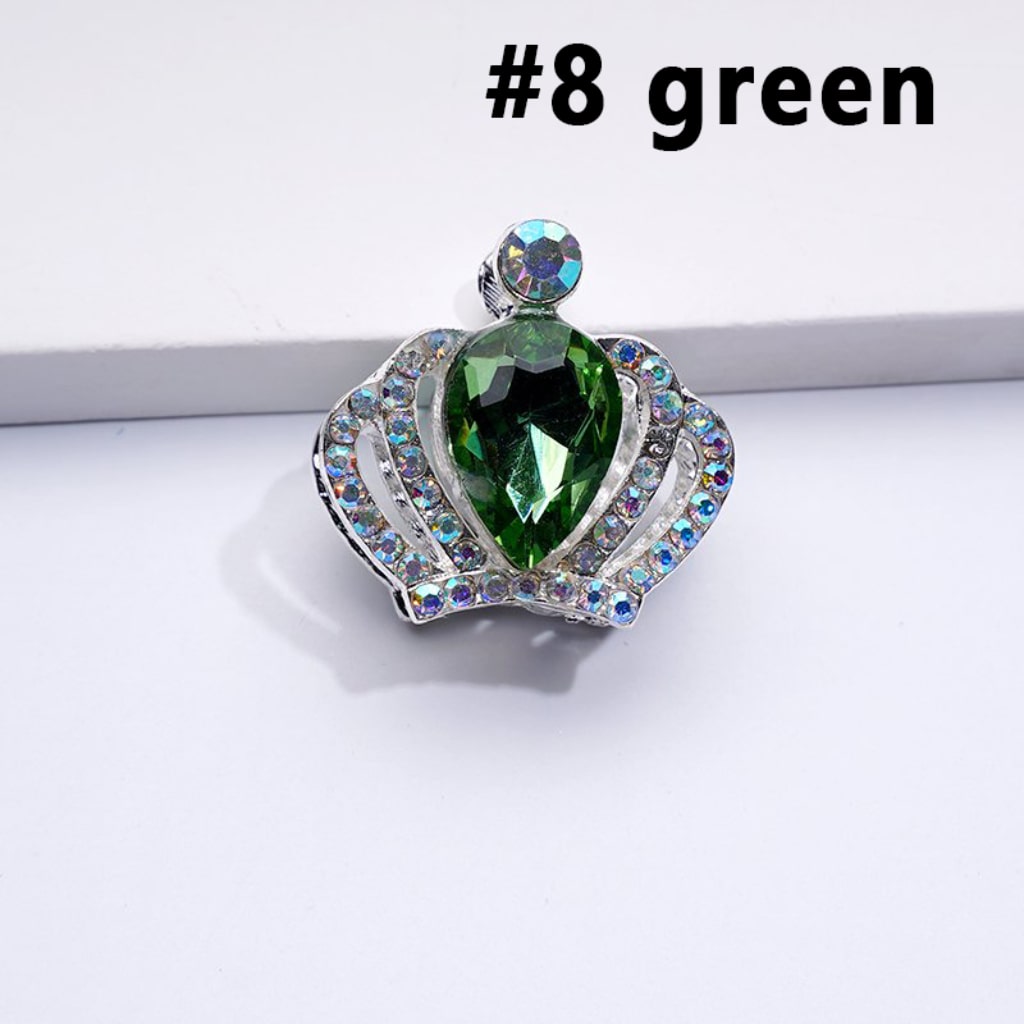 Alloy Bling Bling Silver Crown with Mini AB Rhinestones Colorful Water Drops Beads, Around 24*23MM