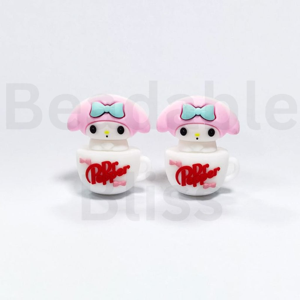 Cute Sanri Melod Sits on a Soda Cup Silicone Focal Beads