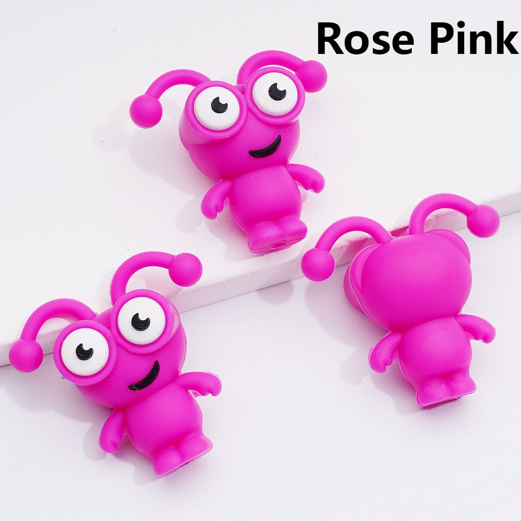 3D Bug Worm Insect Mini Multi-color with Big Eyes Silicone Focal Beads
