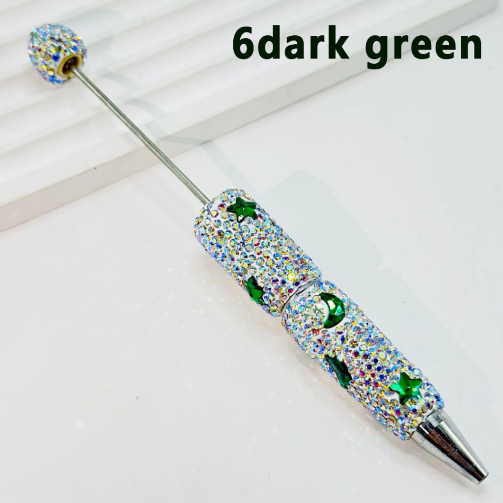 AB Color & Colorful Star with Moon Rhinestones Beadable Clay Pens, Covered the Entire Pen