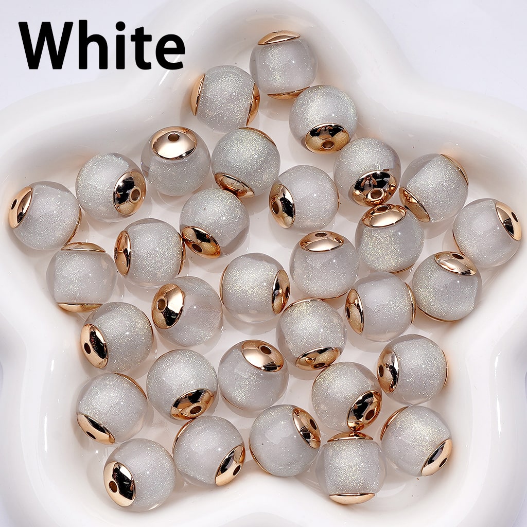 Round Charms with Glitter Sugar Cores & Mini Gold Alloy Spacers, 16MM, Random Mix