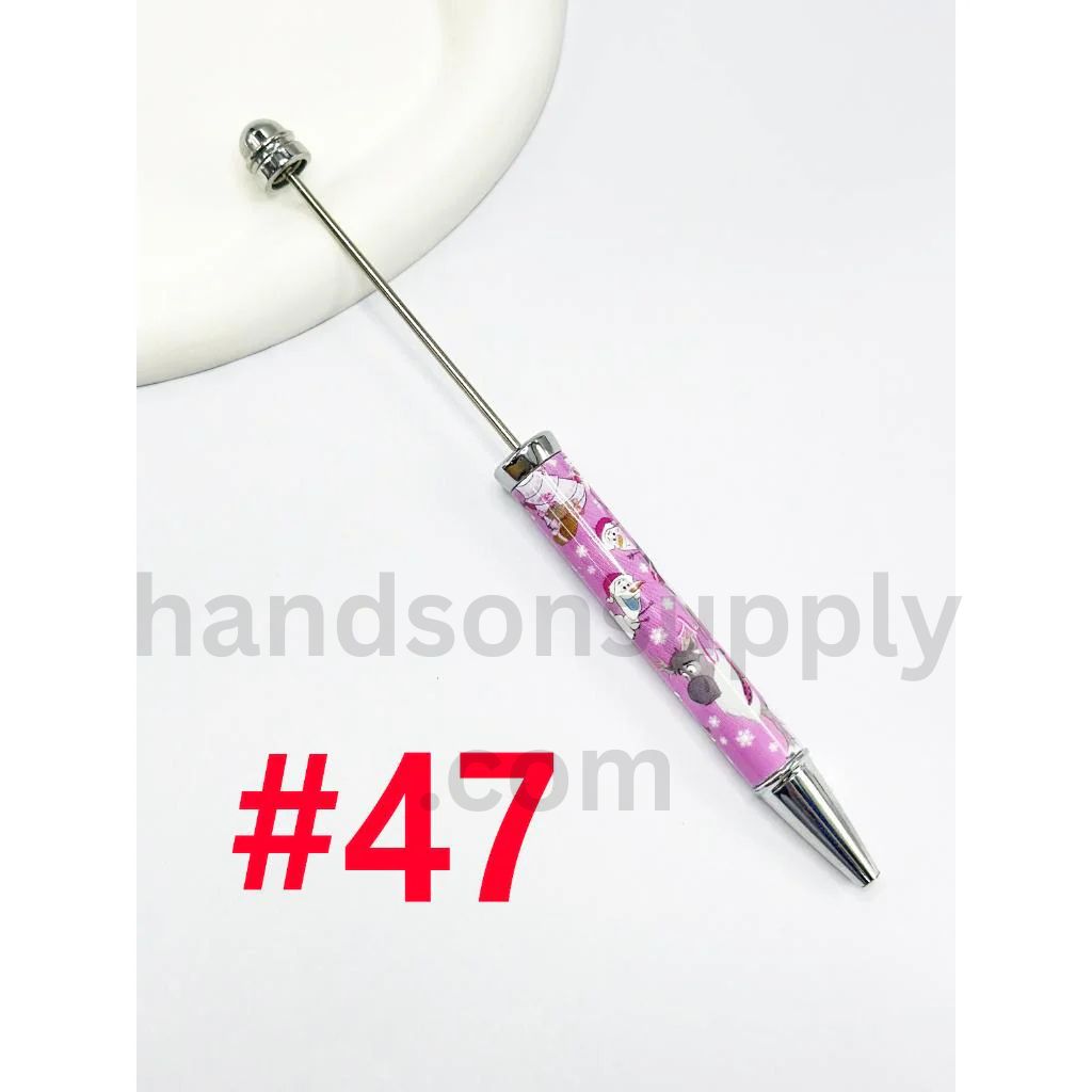 New Style DIY Plastic Beadable Pens with Colorful Cartoon Prints