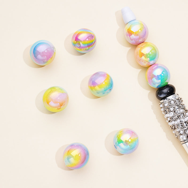 Multi-Color Abstarct Design UV Coating Acrylic Beads, Random Mix, 16MM