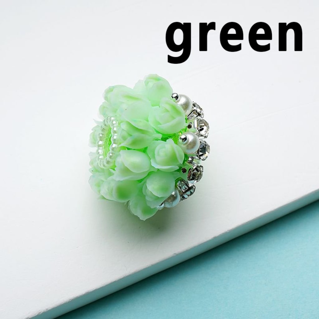 Cute Flowers Bling Bling Tulips Clear Rhinestones Chains White Pearls Round Acrylic Beads, Around 25*18MM