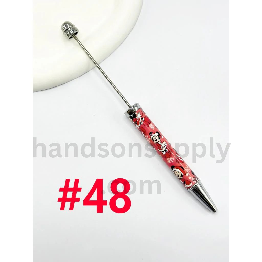 New Style DIY Plastic Beadable Pens with Colorful Cartoon Prints