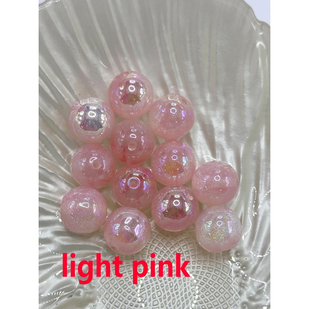 Glossy Acrylic Beads with Glitter Inside, Little UV Plating, 16mm FS