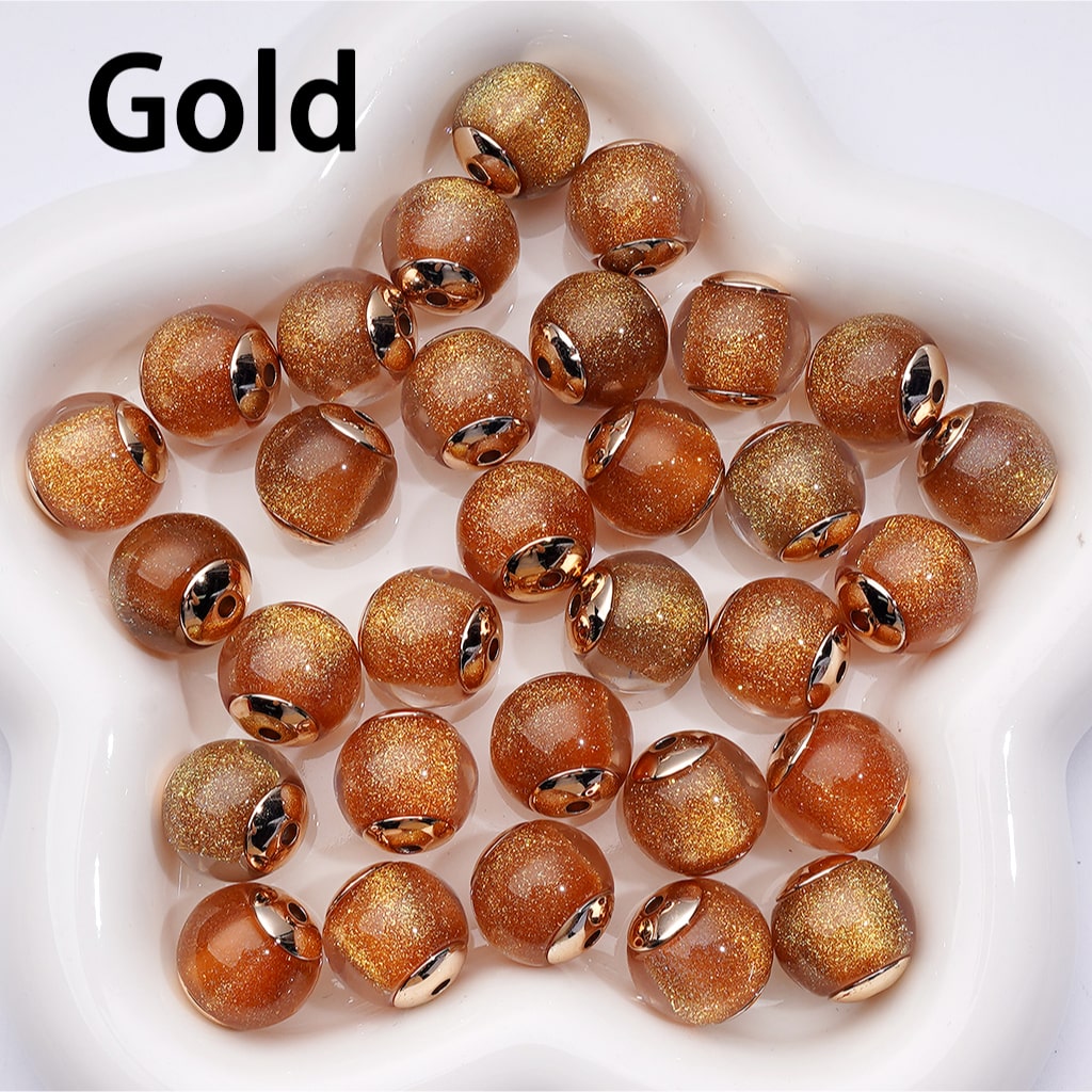 Round Charms with Glitter Sugar Cores & Mini Gold Alloy Spacers, 16MM, Random Mix