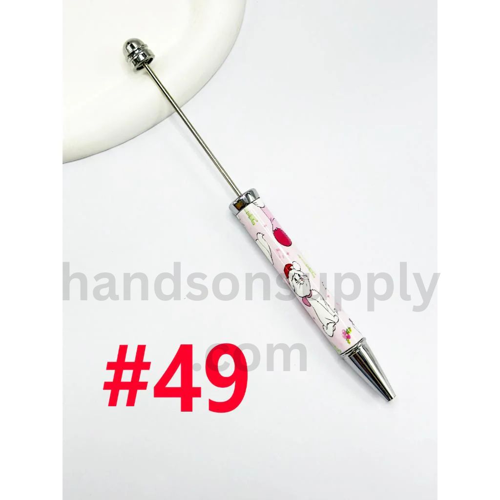 New Style DIY Plastic Beadable Pens with Colorful Cartoon Prints