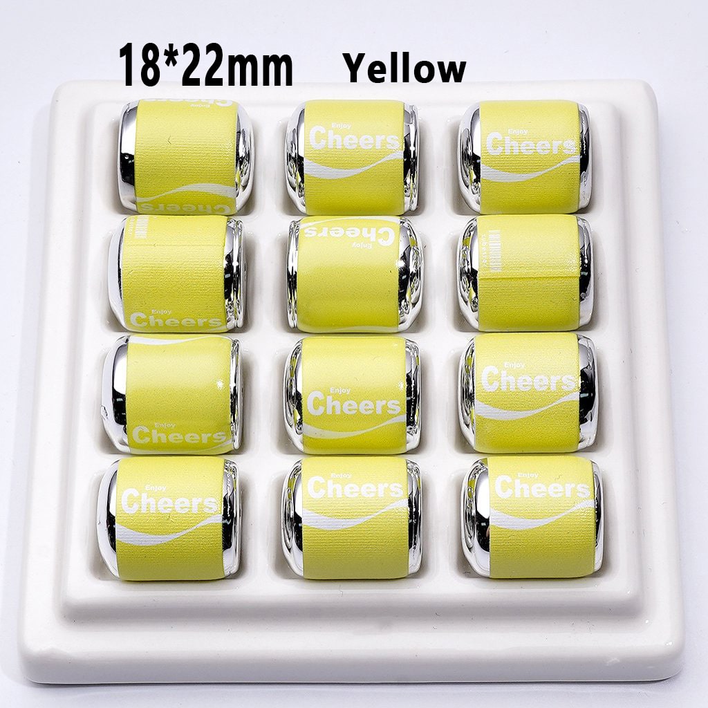 Drink Can Acrylic Beads – 18x22MM 'Enjoy' & 'Cheers' Designs in Multicolor and Random Mix