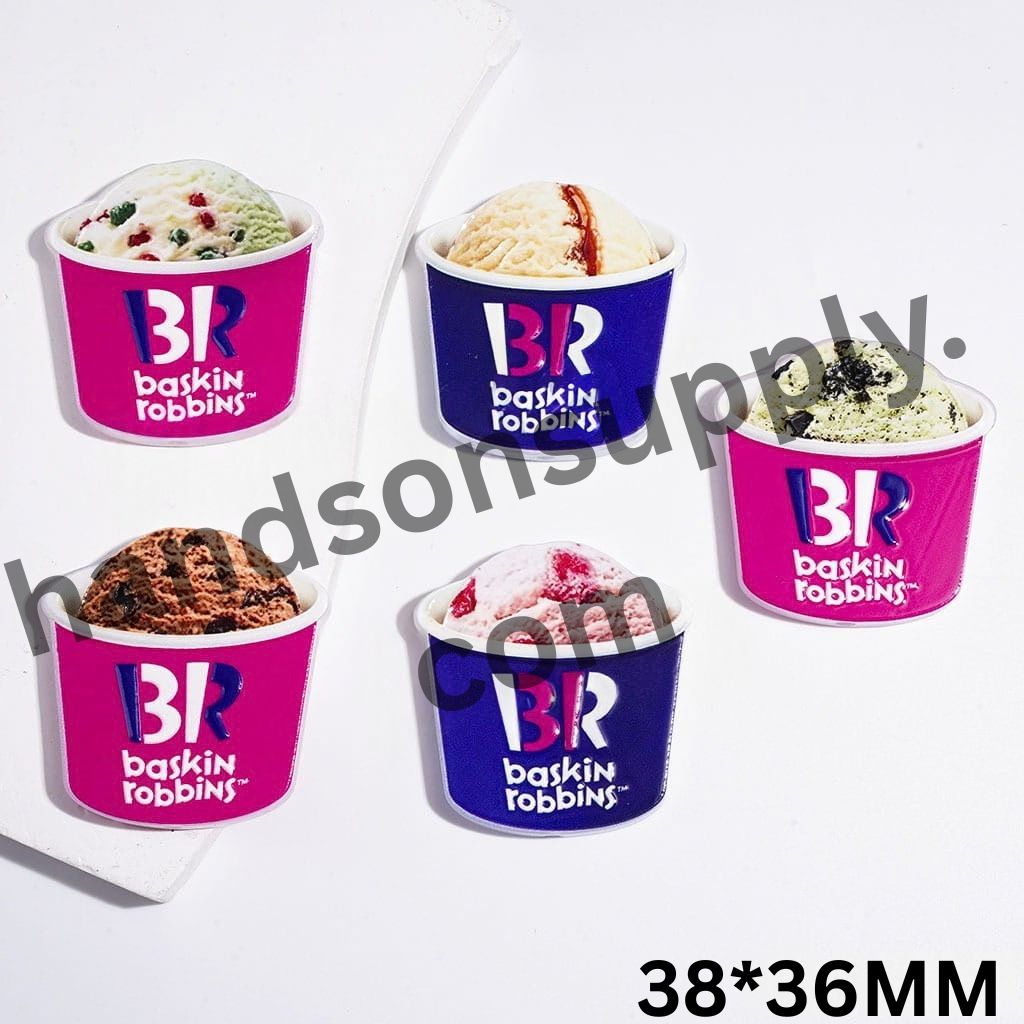 Sweet Ice Cream Sundae Cup Dessert-Themed Acrylic Beads, 38*36MM, Random Mix