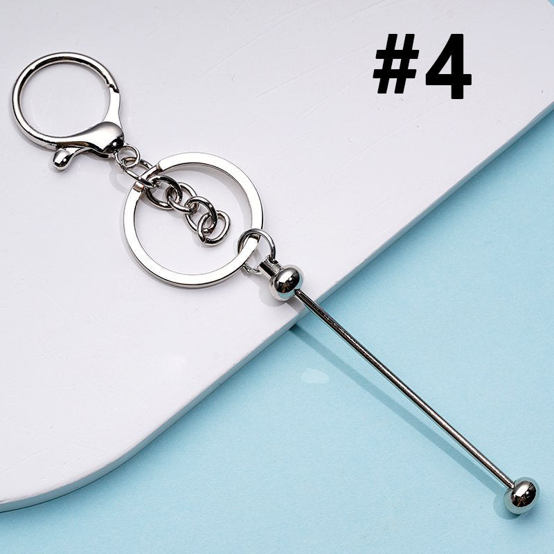 Bar with Metal Beadable Keychain and Lobster Clasp in Solid Colors