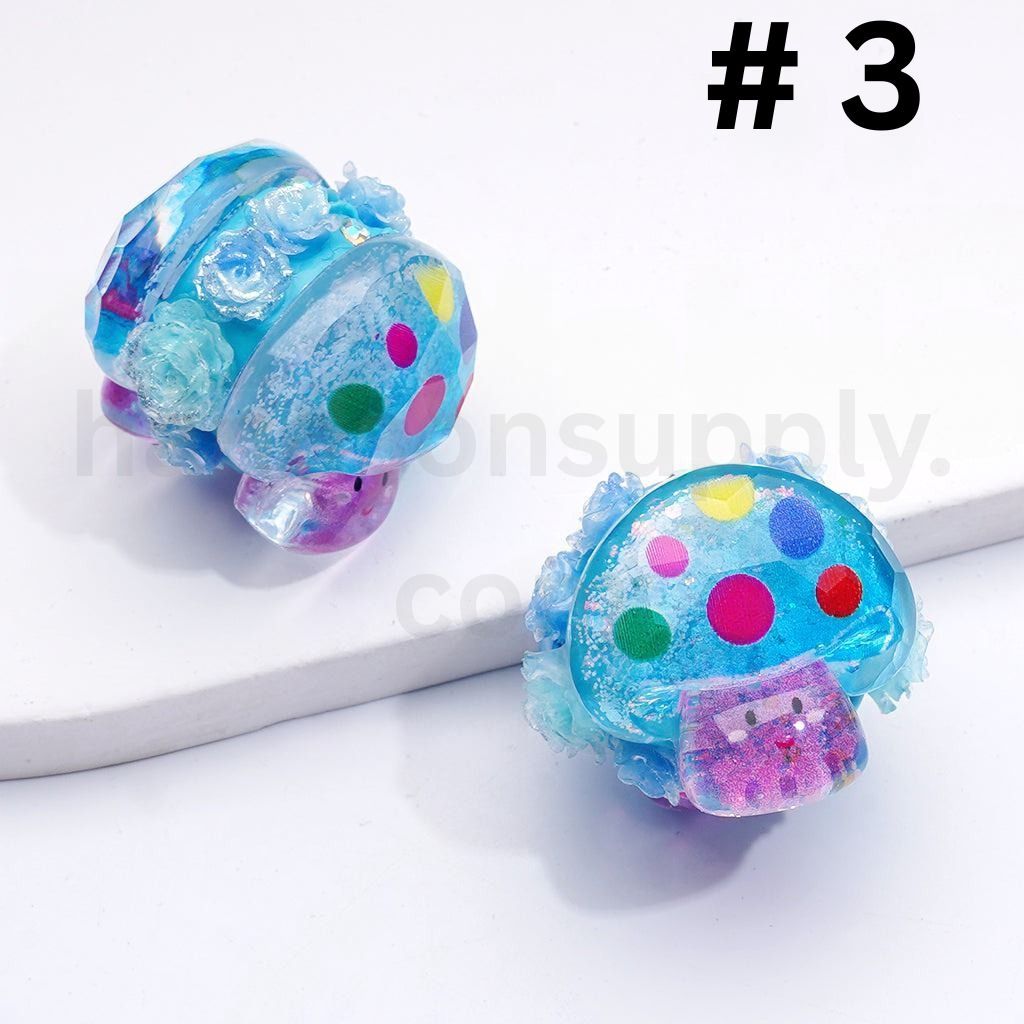 Cute Luminous Characters with Mushrooms & Sparkling Flowers Kuromi, Kitty, Pochacco AB Rhinestones Clay Beads