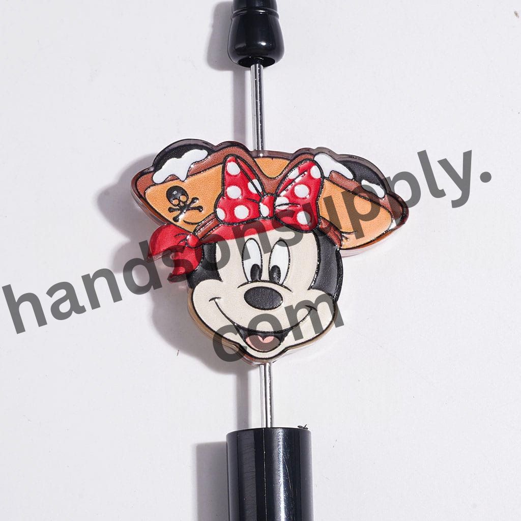 Pirate Animal Character Series with Skull and Pirate Hat Designs Semi-Clear Acrylic Beads, Random Mix