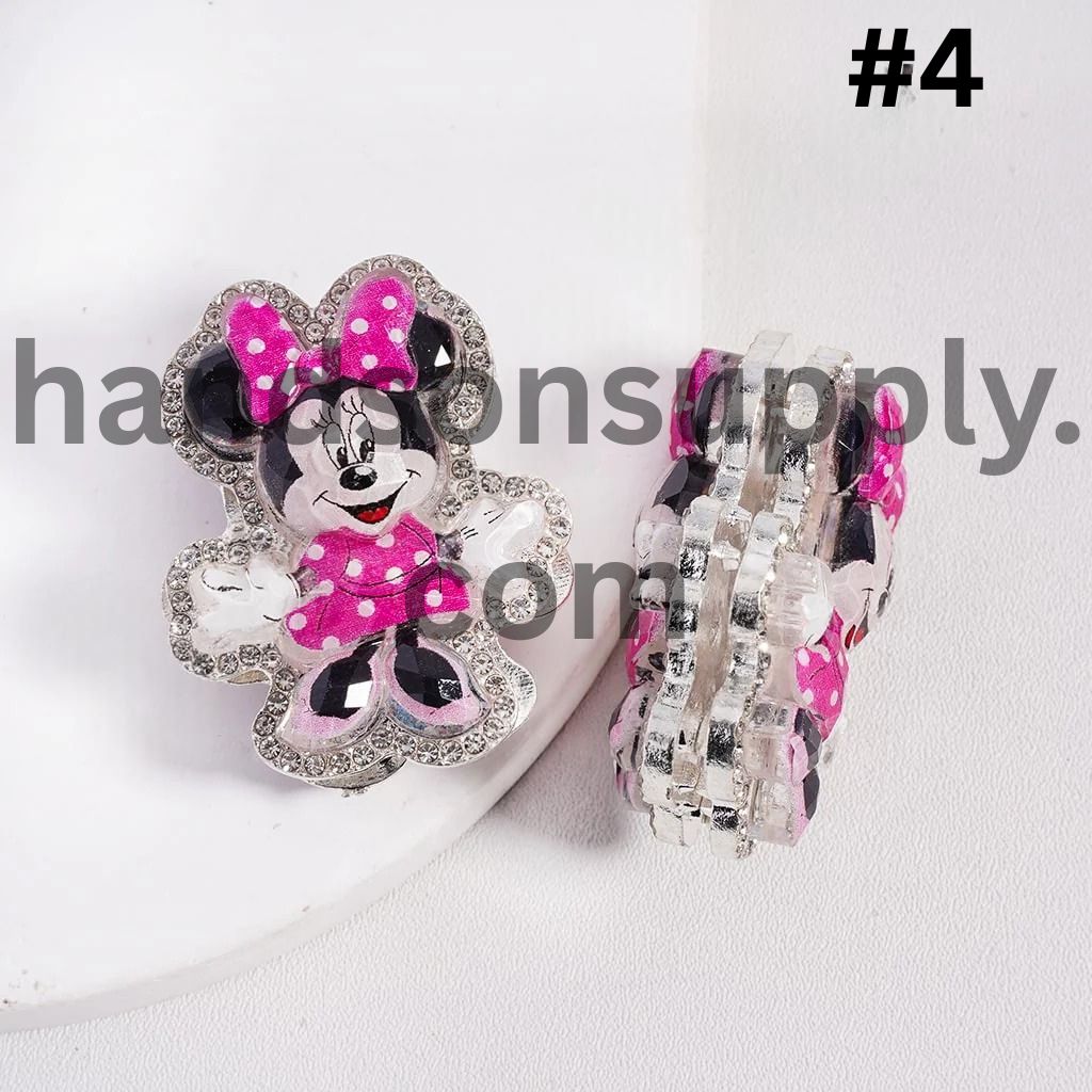 Glittery Girl Boy Mouse & Duck Series Silver Color Metal Beads with Clear Rhinestones