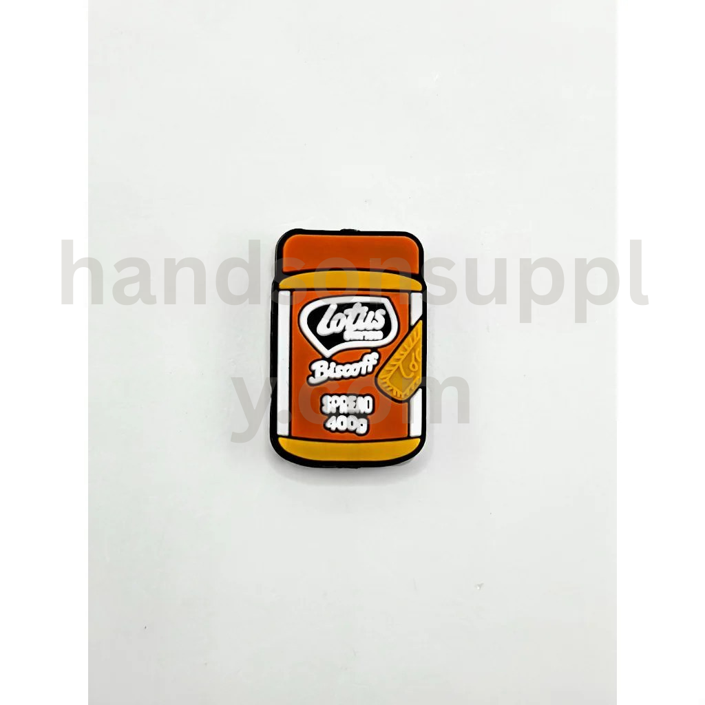 Biscoff Spread Jar Design with Cookie Label Silicone Focal Beads