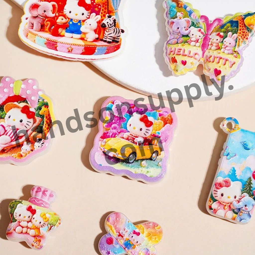 Adorable Cute Cat Character Series Acrylic Beads & Pendants, Assorted Styles, Random Mix