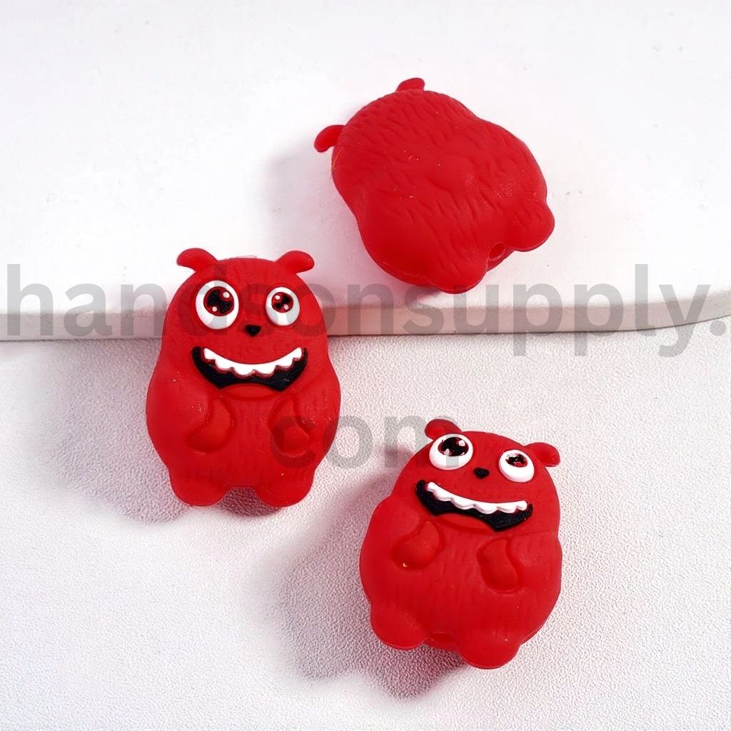 3D Cute Green Monster Big Eyes Silicone Focal Beads