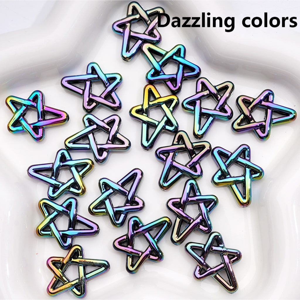 UV Coated Acrylic Beads Shiny Five-Pointed Star Design Multi-Color 19×24MM (Single Color is available for 500pcs(Whole Bag))