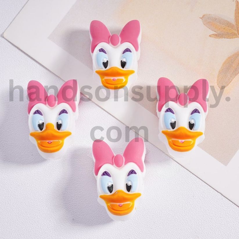 3D Donald & Daisy Duck Disney Cartoon Heads Silicone Focal Beads