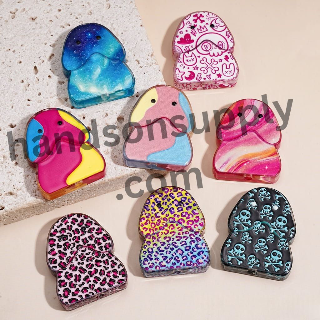 Adorable Colorful Man with Mixed Galaxy, Leopard & Skull Patterns Exclusive Theme Acrylic Beads 30*23MM, Random Mix