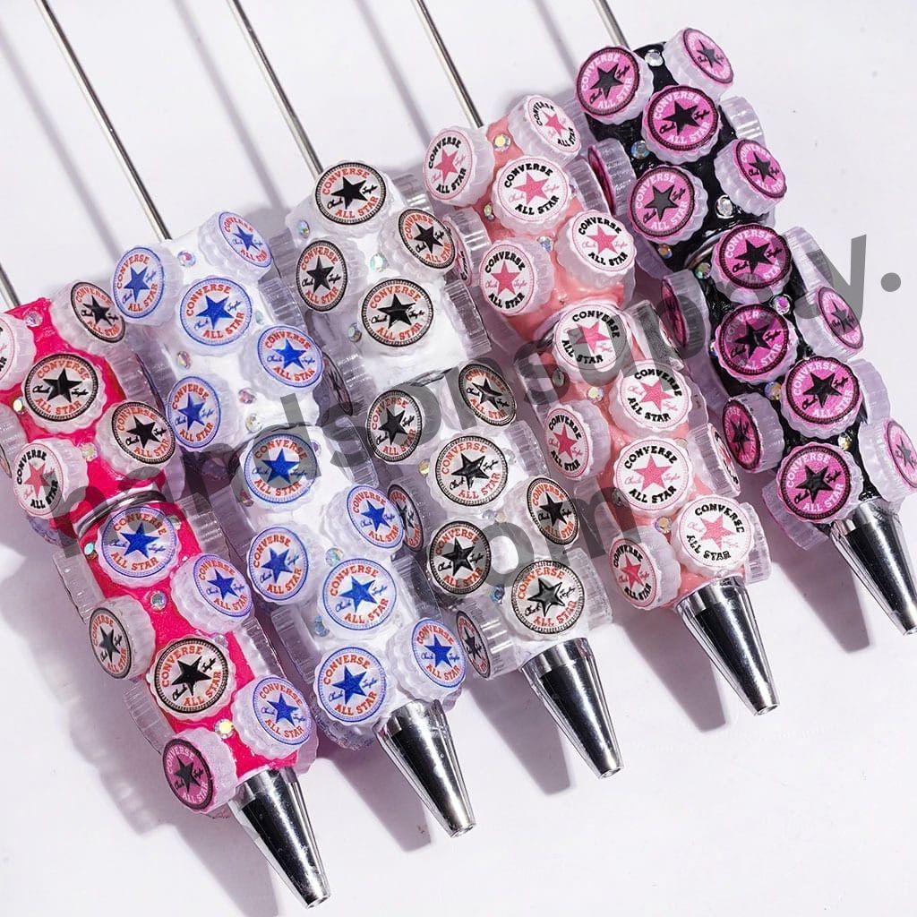 Elegant Fashionable Shoes Designs with Sparkling AB Rhinestones Beadable Clay Pens, Multi-Color, Random Mix