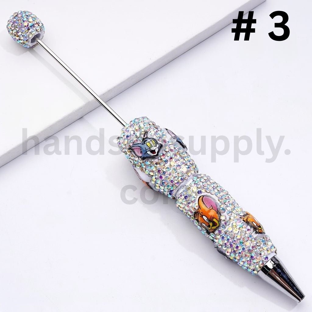 Cute Tom and Jerry Inspired Design with AB Rhinestones Fun Style Clay Pens