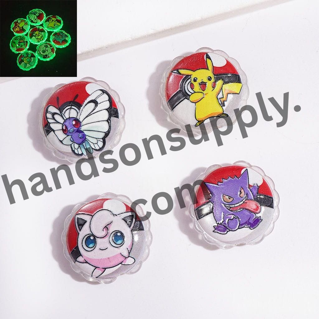Luminous Cat Eye Style Monster Pet Magic Ball Designs, Gold Glitter Wavy-Edge Acrylic Beads, 25*23MM, Random Mix