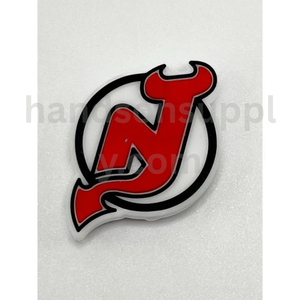 NJ Devils Team Logo Ice Hockey Theme Silicone Focal Beads
