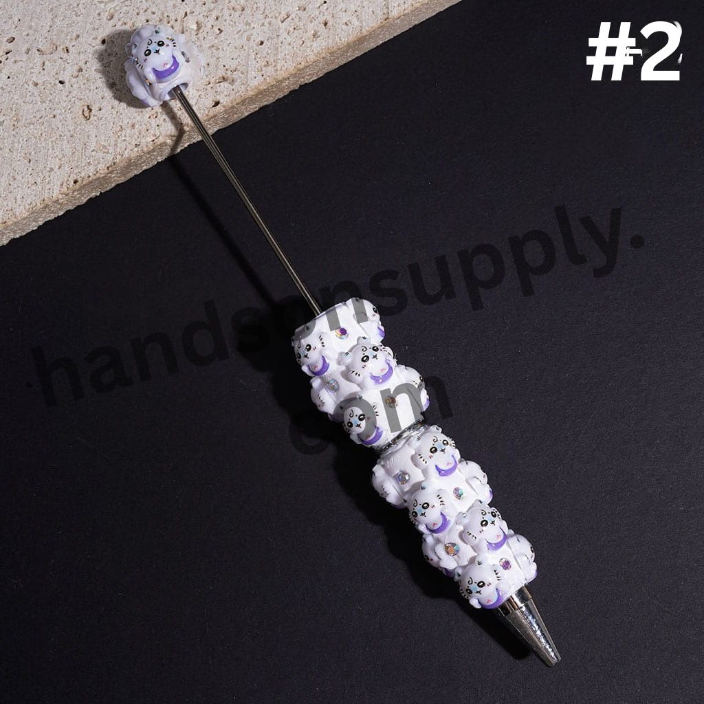 Cute Flying Squirrel Cartoon Character Beadable Clay Pens with AB Rhinestones, Blue & Purple Color Theme, Random Mix