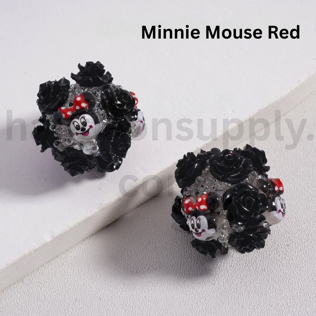 Luminous Cartoon Flower Characters Kuromi, Donald Duck, Minnie, Winnie the Pooh, Hello Kitty, Stitch, James P. Sullivan, Capybara, Cinnamonroll Acrylic Beads Multi Color Mix