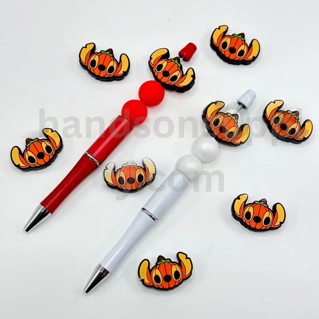 Halloween Vivid Disne Stitc with Pumpkin Cute Silicone Focal Beads