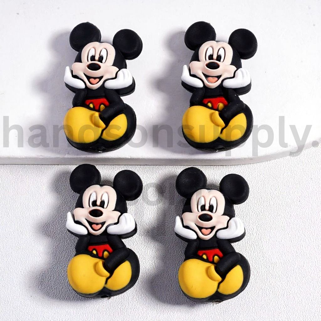 3D Disney-Styled Mickey, Minnie With pink Bow & Lion-King Inspired Characters Silicone Focal Bead