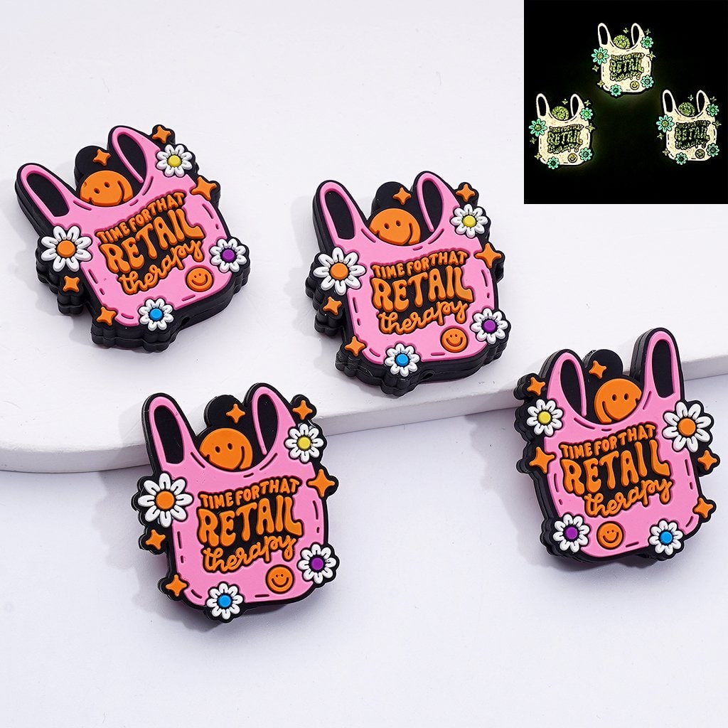 Bright & Playful Pink Shopping Bag Beads – Perfect for Retail Therapy Lovers