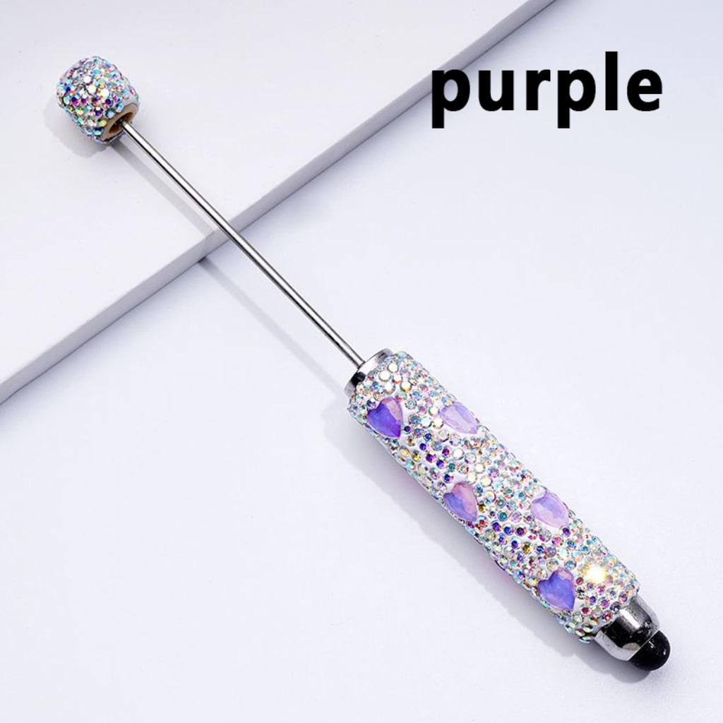 Colorful Heart Rhinestones Mini AB Rhinestones with Beadable Clay Stylus Pens Covered the Entire Pen
