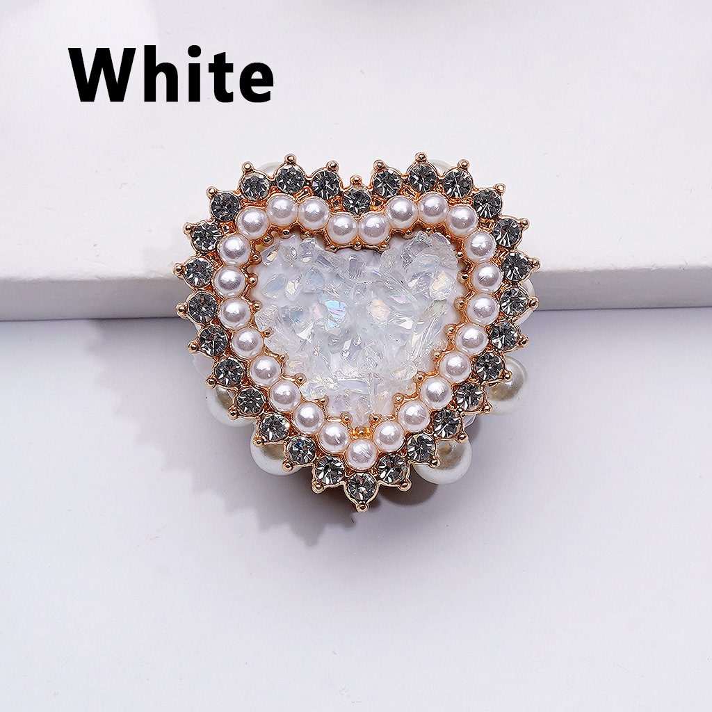 Shiny Rhinestones White Pearls Bling Bling Fancy Gold Alloy Heart with Mini Stones Rocks Clay Beads, Around 28*28*13MM