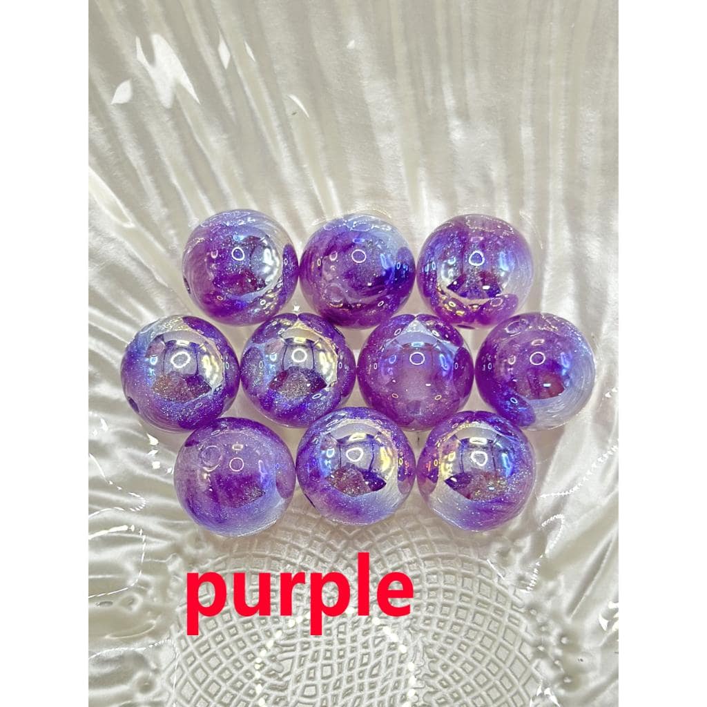 Glossy Acrylic Beads with Glitter Inside, Little UV Plating, 16mm FS