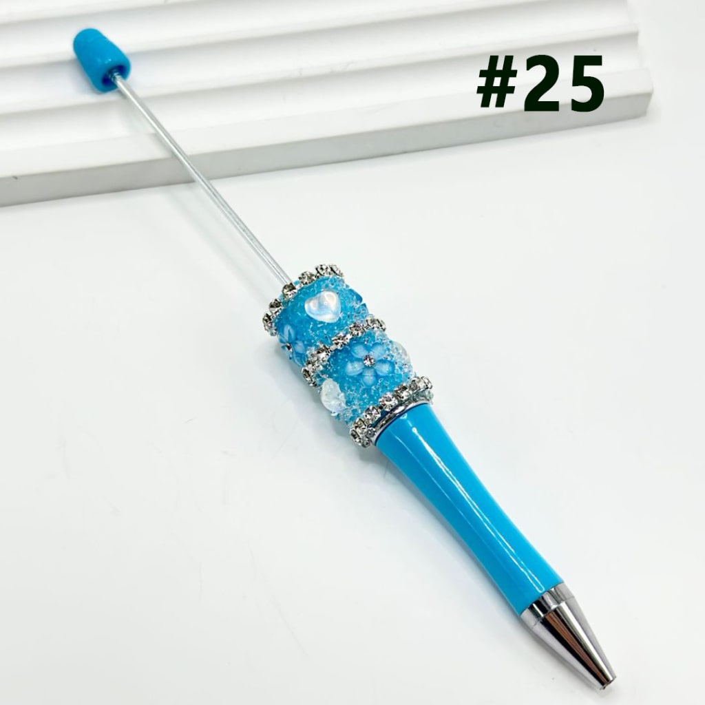Clear Rhinestone with DIY Beadable Pen Chain Mini Cute Flowers Clear Hearts in Solid Color