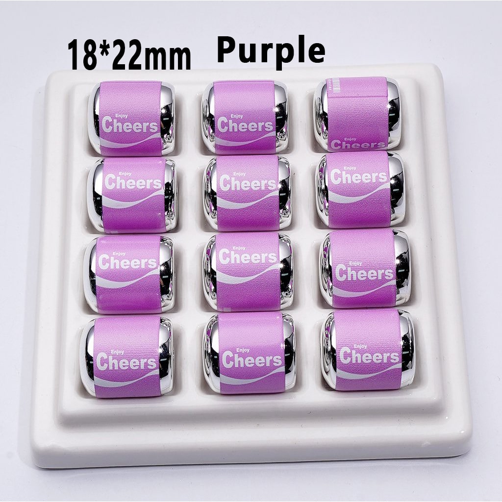 Drink Can Acrylic Beads – 18x22MM 'Enjoy' & 'Cheers' Designs in Multicolor and Random Mix