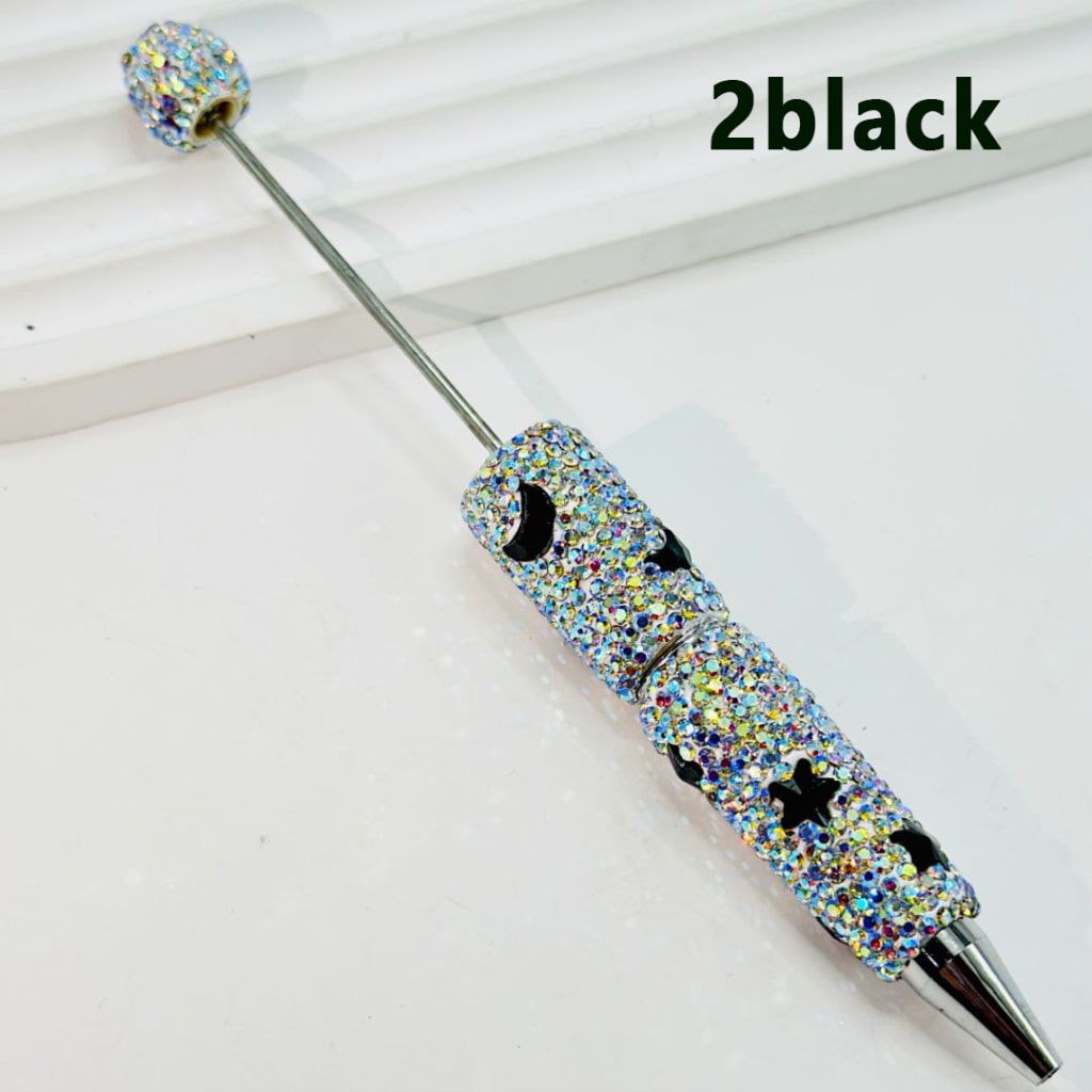 AB Color & Colorful Star with Moon Rhinestones Beadable Clay Pens, Covered the Entire Pen