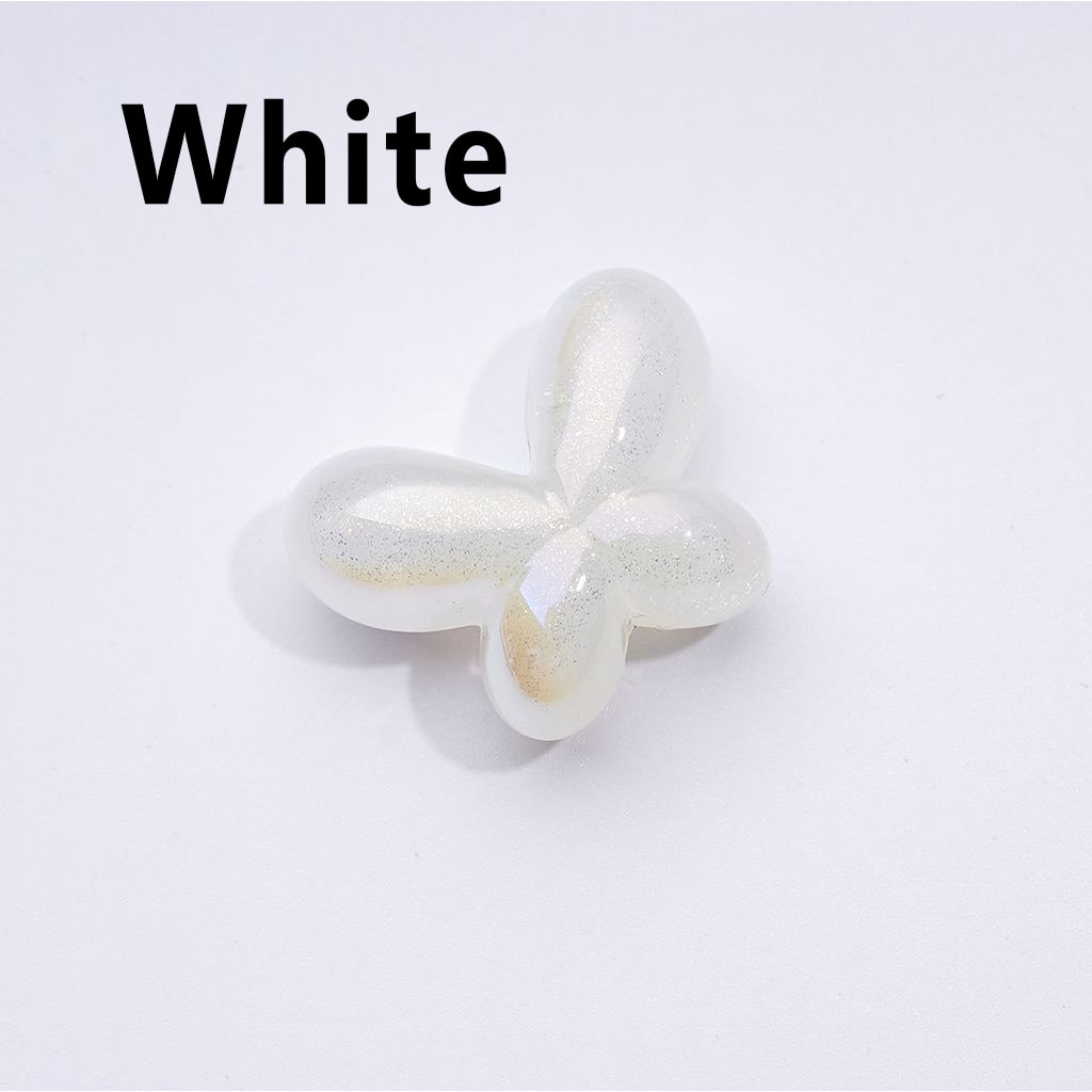 Glittery Luminous Butterfly Bow Acrylic Beads with UV Coating, Approx. 25x19MM