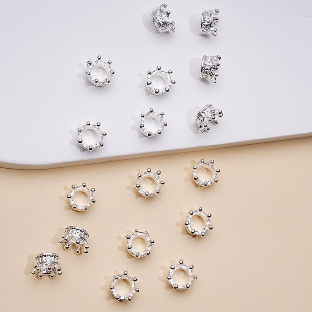 Exquisite Silver Alloy Crown Beads, Around 10*7MM