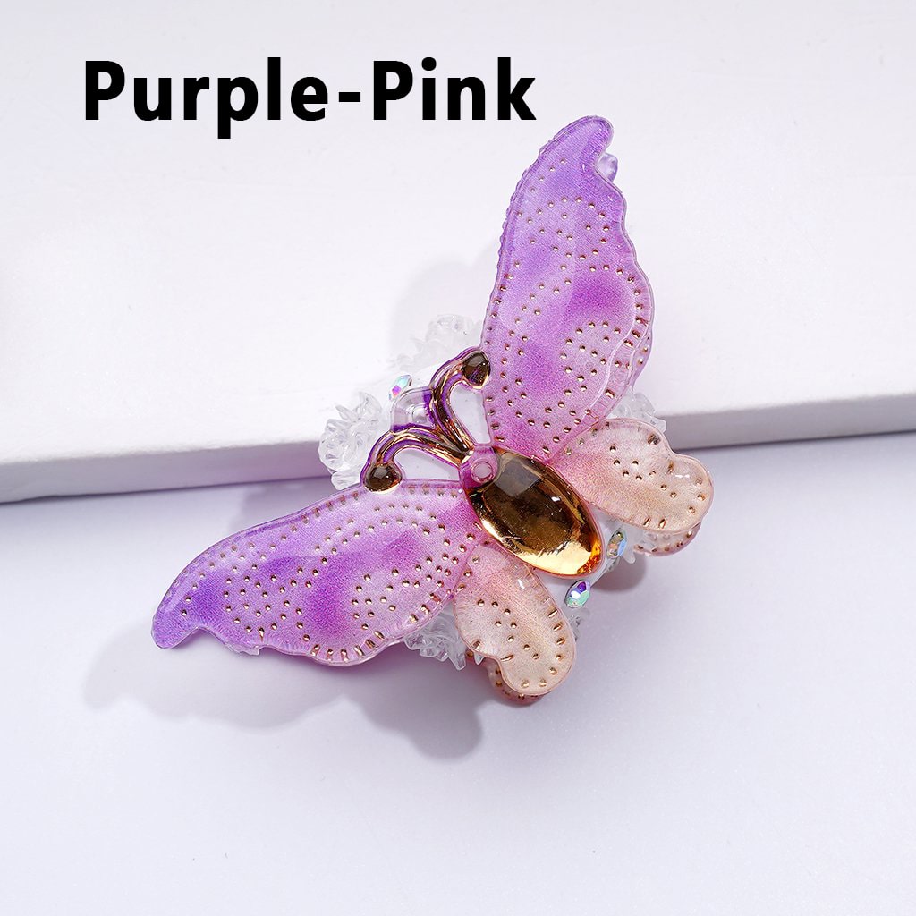 Vibrant Butterfly Clay Beads with AB Crystals and Tiny Clear Floral Accents, Approx. 50x27MM