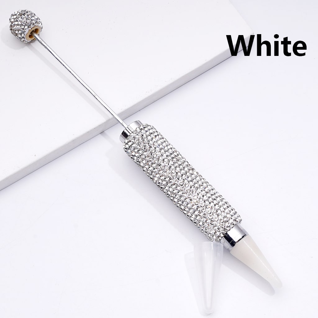 Beadable Clay Wax Picker Pen with Shiny Rhinestones Solid Color Dotting Tool for Rhinestones, Replaceable Wax Tip (Please Read Description)