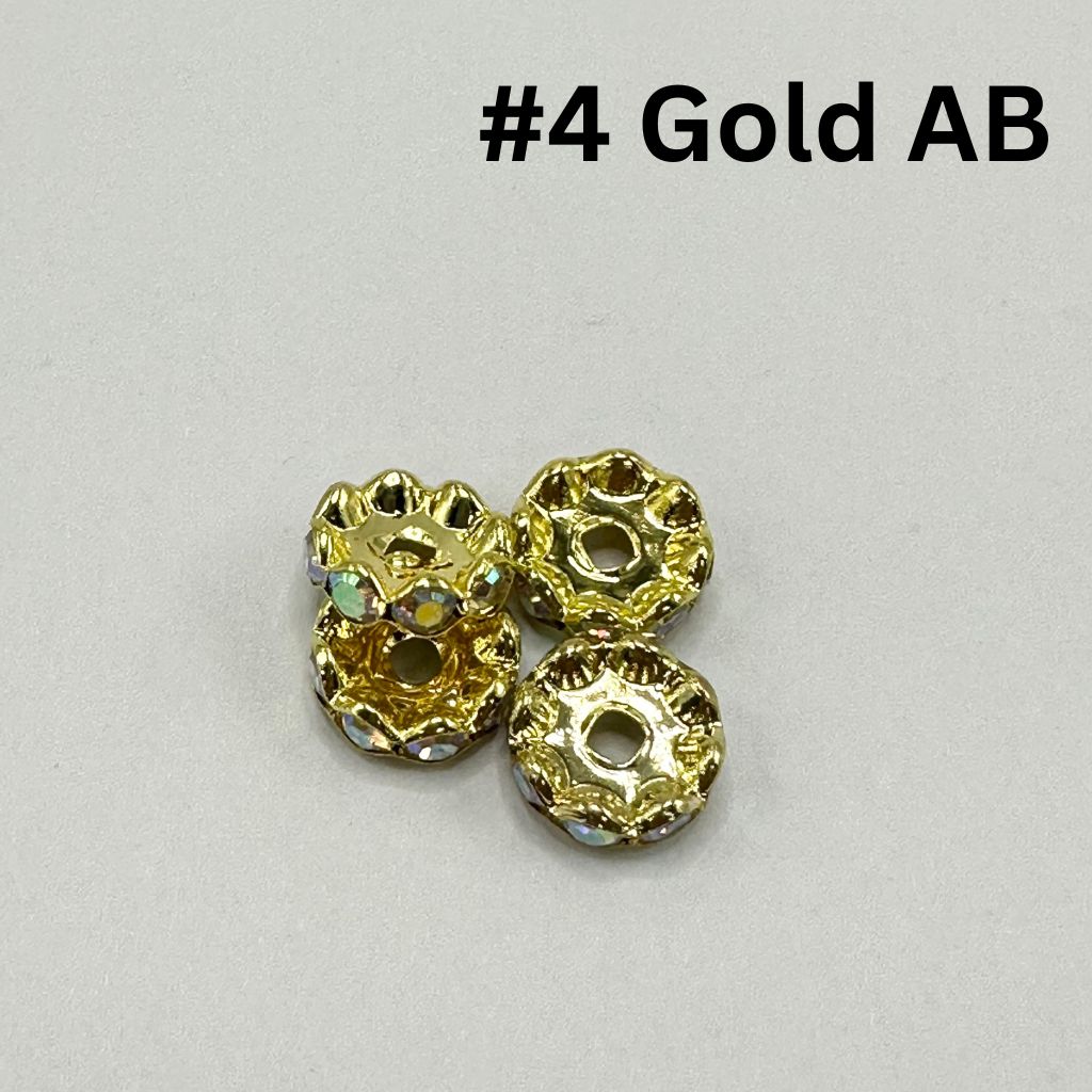 Wavy Shape Metal Spacers with Rhinestones in Solid Colors, 10mm